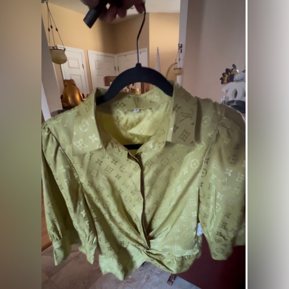 Fashion Green Cropped Blouse